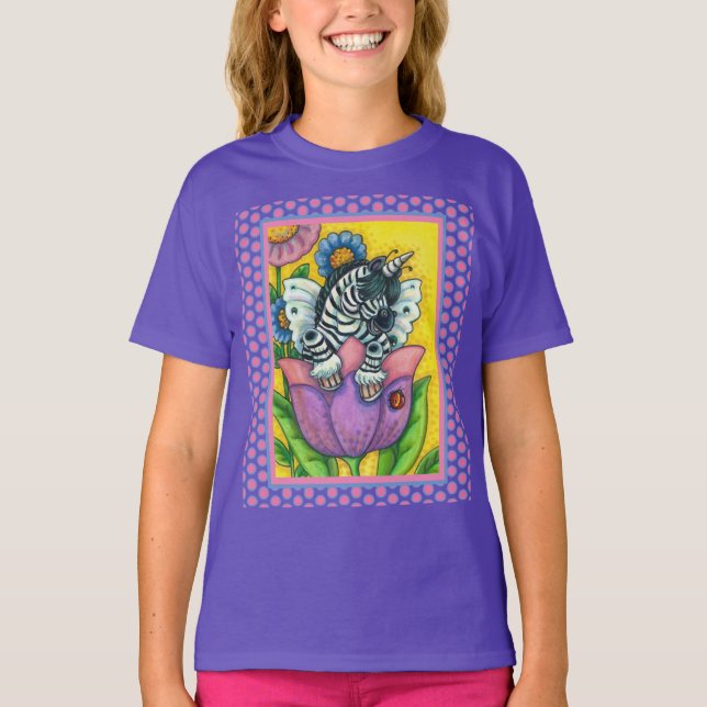 LITTLE ZEBO WHIMSYNICKER, ZEBRA UNICORN Fantasy T-Shirt (Front)