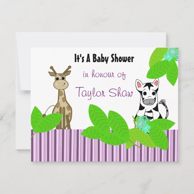 Little Zebra and Giraffe Baby Shower Invitation (Front)