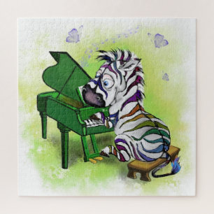 Little Zebra Piano Player Jigsaw Puzzle Cartoon 