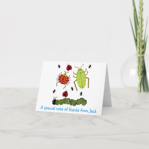 Littlebeane Bugs Insects  Ladybug Ant Caterpillar Thank You Card