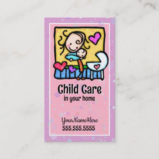 Customizable LIttleGirlie Babysitter Child Care Custom card PNK Business Card Templates