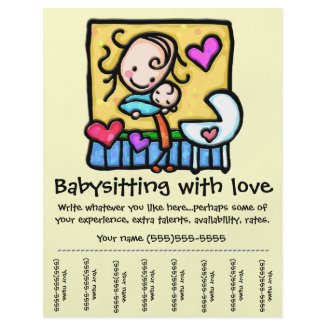 LittleGirlie Babysitting custom tear-sheet flyer