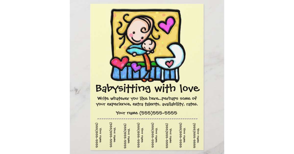 LittleGirlie Babysitting custom tear-sheet flyer | Zazzle