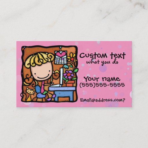 Customizable LittleGirlie designer writer bookkeeper cutie PNK Business Card Template