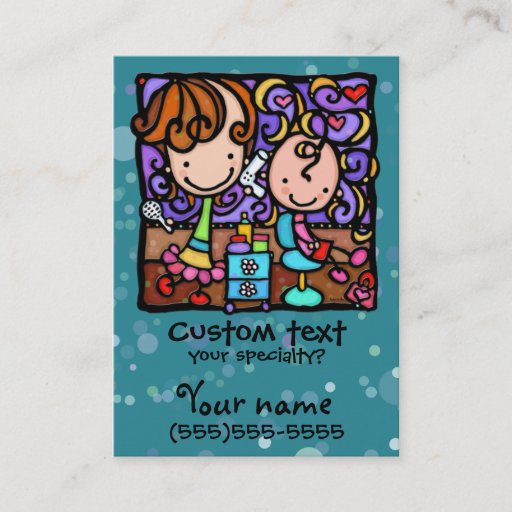 Customizable LittleGirlie has a Beauty Salon TEAL business card