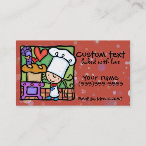 LittleGirlie loves to bake fresh bread Dk Rust Business Card Template