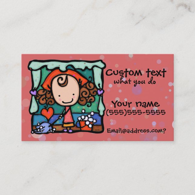LittleGirlie promotes her cleaning business! ROSE Business Card (Front)