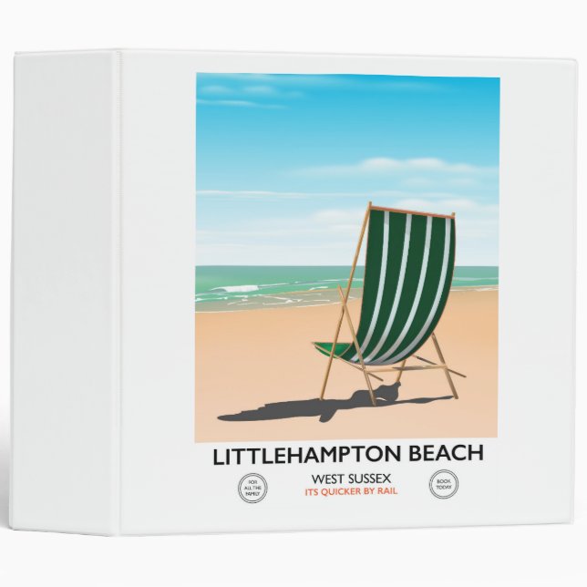 Littlehampton Beach East Sussex travel poster 3 Ring Binder (Front/Spine)