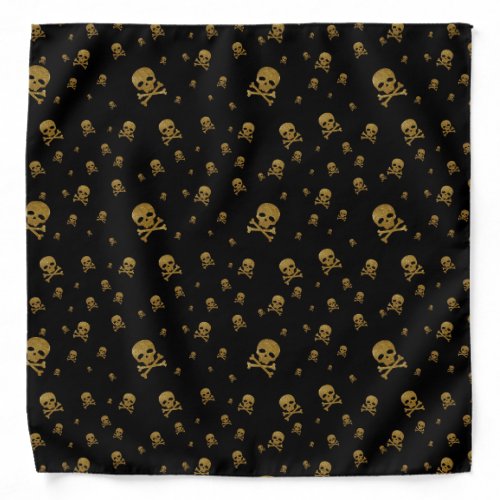 Littles Golden Glitter Pirates Skulls on Black Bandana