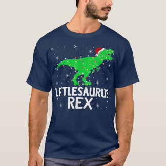 Littlesaurus Re Xmas Lights Santa Tre Dinosaur Chr T-Shirt