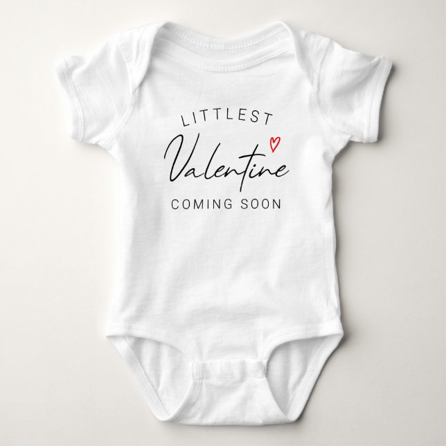 Littlest Valentines Day Pregnancy Announcement Baby Bodysuit (Front)