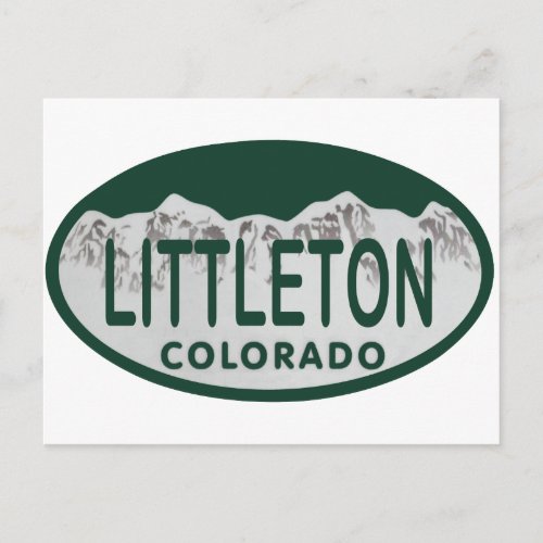 Littleton license oval postcard