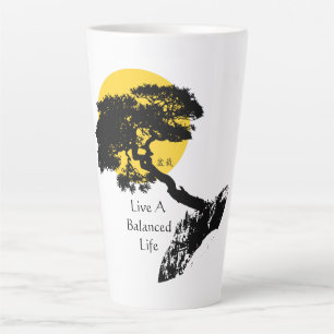 Live a Balanced Life Bonsai Tree Latte Mug