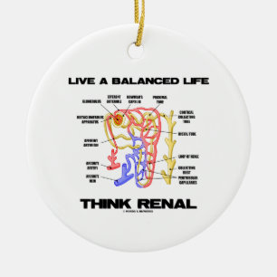 Live A Balanced Life Think Renal (Nephron) Ceramic Ornament