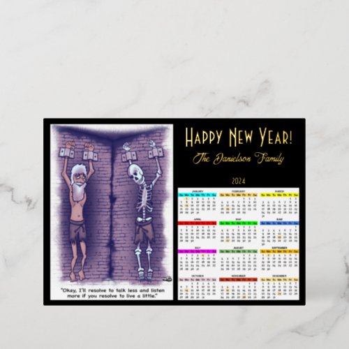 Live A Little New Years Calendar Foil Card