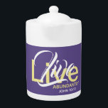 LIVE ABUNDANTLY Christian Scripture Purple MEDIUM Teapot<br><div class="desc">Enjoy your hot drink a little bit more with an elegantly styled Scripture teapot, which includes the popular Scripture reference for 'Life more abundantly' and 'Abundant Life' from John 10:10. This is a great reminder when you're pausing for a cuppa. All text is fully customisable, so you can personalise with...</div>