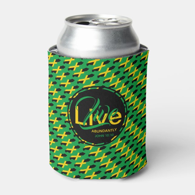 Live Abundantly John 10:10 JAMAICA Christian Can Cooler (Can Front)