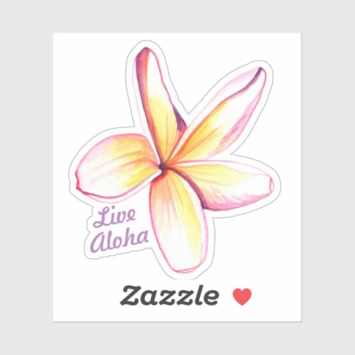 Live Aloha Hawaiian Plumeria Sticker