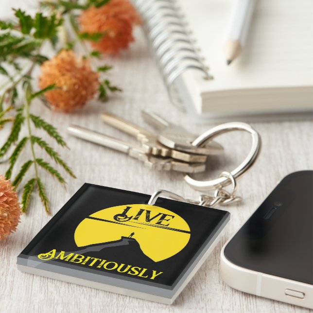 Live Ambitiously Keychain (Front Right)