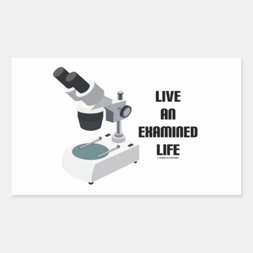 Live An Examined Life Microscope Rectangular Sticker