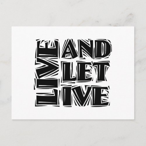 Live and Let Live 12 Step Recovery Slogan Quote Postcard