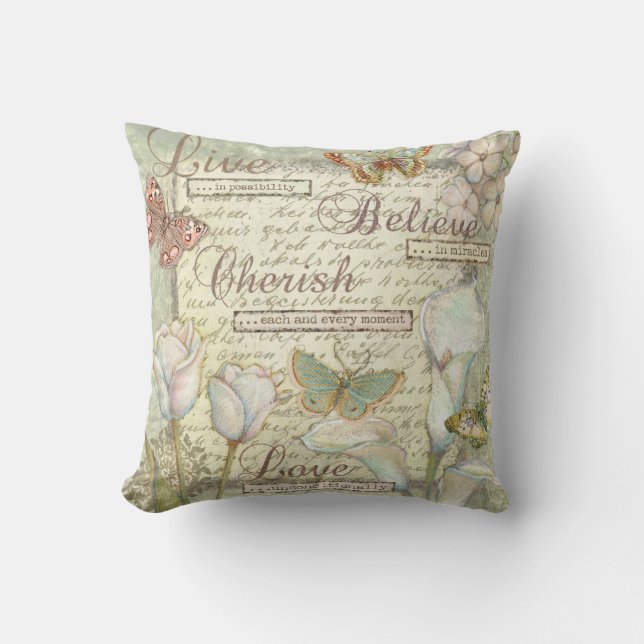 Live Believe Cherish Throw Pillow (Front)