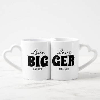 Live Big Love Bigger Couples Heart Shape Coffee Mug Set by AllbyWanda at Zazzle