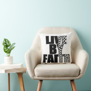 Live By Faith Christian Throw Pillow