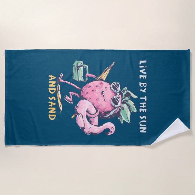 Live by the sun and sand - Beach Pineapple Towel (Front)