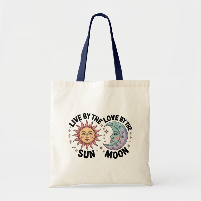 Live by the Sun Love by the Moon Retro Tote Bag (Front)