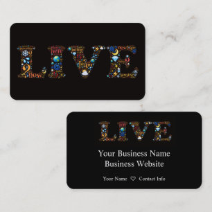Live - Colorful Word Art Business Card for Coaches