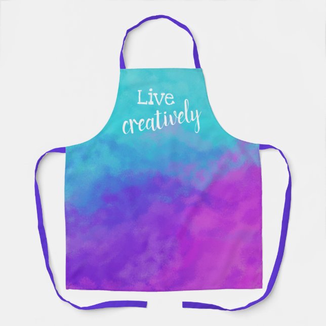 Live Creatively Purple, Pink, Teal Apron (Front)