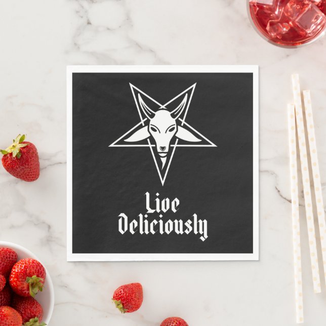 Live Deliciously Black Phillip Baphomet Luncheon Napkins (Insitu)