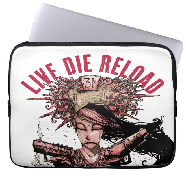 Live Die Reload design laptop sleeve (Front)