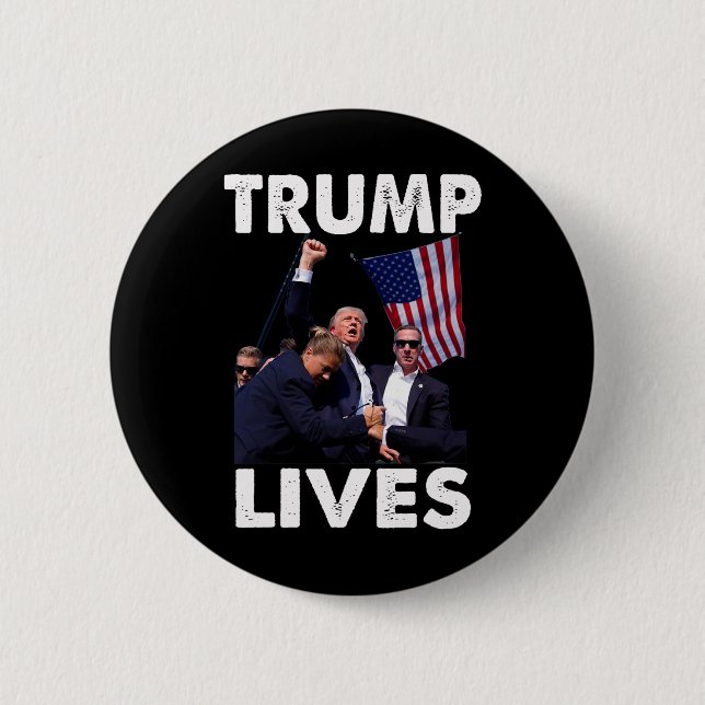 Live Donald Trump Mug Shot - Never Surrender  Button (Front)