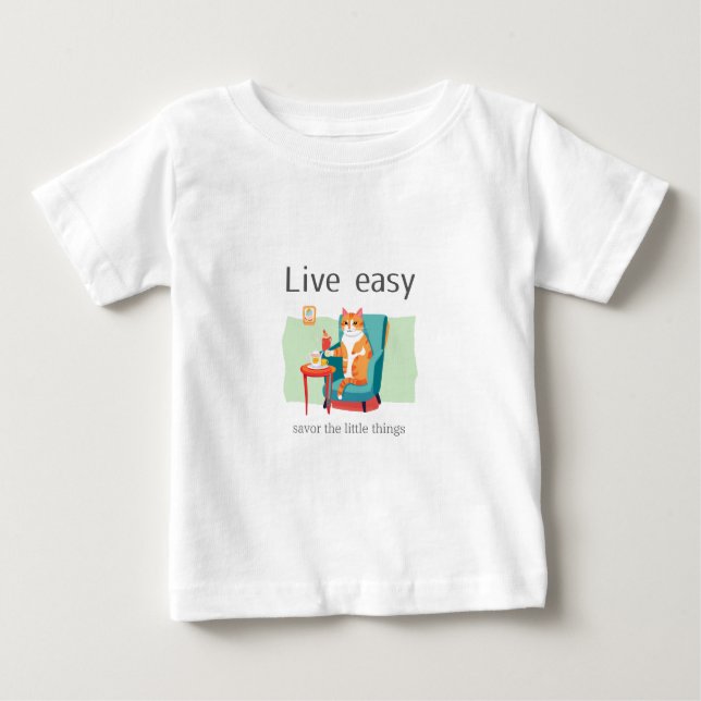 Live easy cat baby T-Shirt (Front)