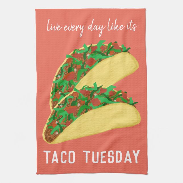Live Every Day Like It's TACO TUESDAY red Kitchen Towel (Vertical)