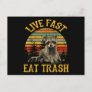 Live Fast Eat Trash Funny Raccoon Camping Postcard
