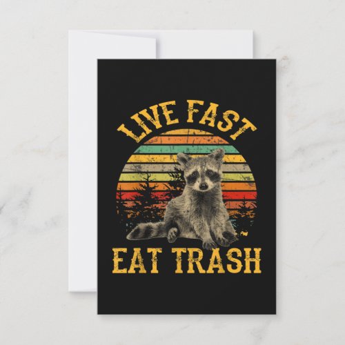 Live Fast Eat Trash Funny Raccoon Camping RSVP Card