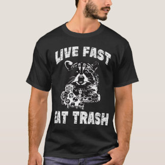 Live Fast Eat Trash Funny Raccoon Vintage Camping T-Shirt
