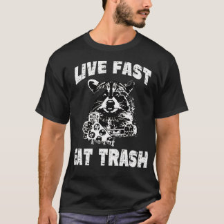 Live Fast Eat Trash Funny Raccoon Vintage Camping  T-Shirt