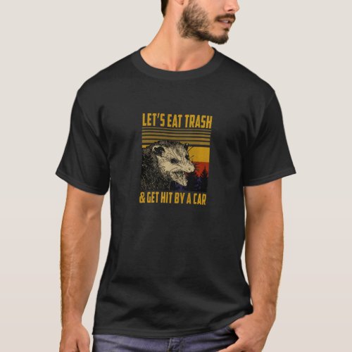 Live Fast Eat Trash Get Hit By Car  Sunset Raccoon T_Shirt