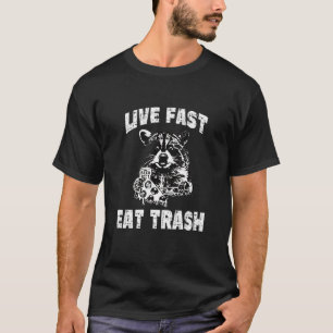 Live Fast Eat Trash Raccoon Vintage Camping T-Shirt