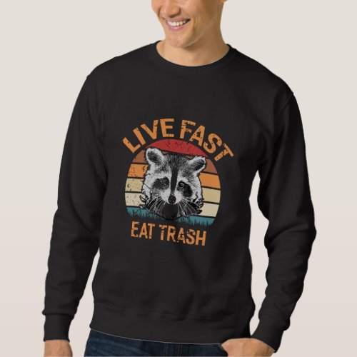 Live Fast Eat Trash Retro Raccoon Vintage Funny Sweatshirt