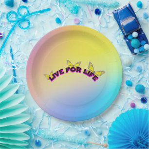 Live for Life Butterfly Gradient Artwork Paper Plates