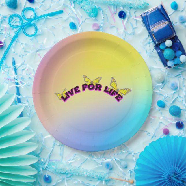 Live for Life Butterfly Gradient Artwork Paper Plates (Party)