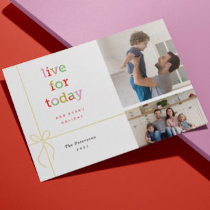 Live for Today Holiday 2 Photo Gold Foil Card