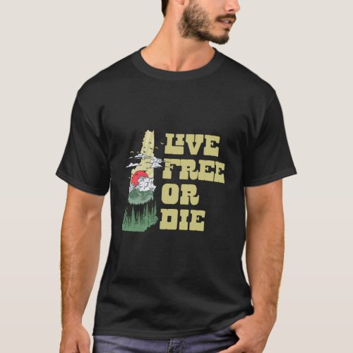 Live Free Of Die New Hampshire Outdoor Hiking Stat T_Shirt