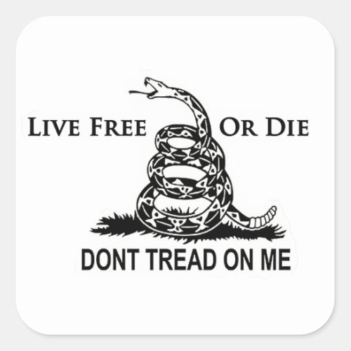 Live Free Or Die Dont Tread On Me _ New Hampshire Square Sticker