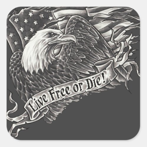 Live Free or Die Eagle Square Sticker
